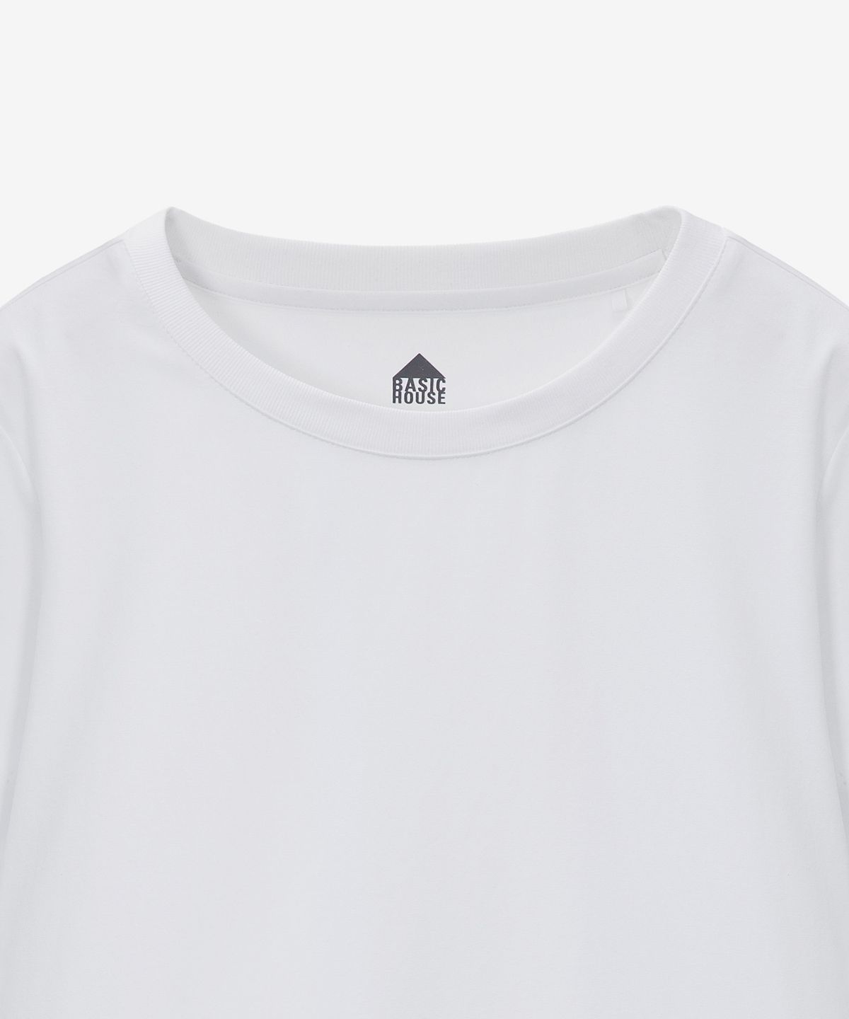 베이직하우스(BASIC HOUSE) 여성 스판 라운드넥 레귤러핏 반팔티셔츠 화이트