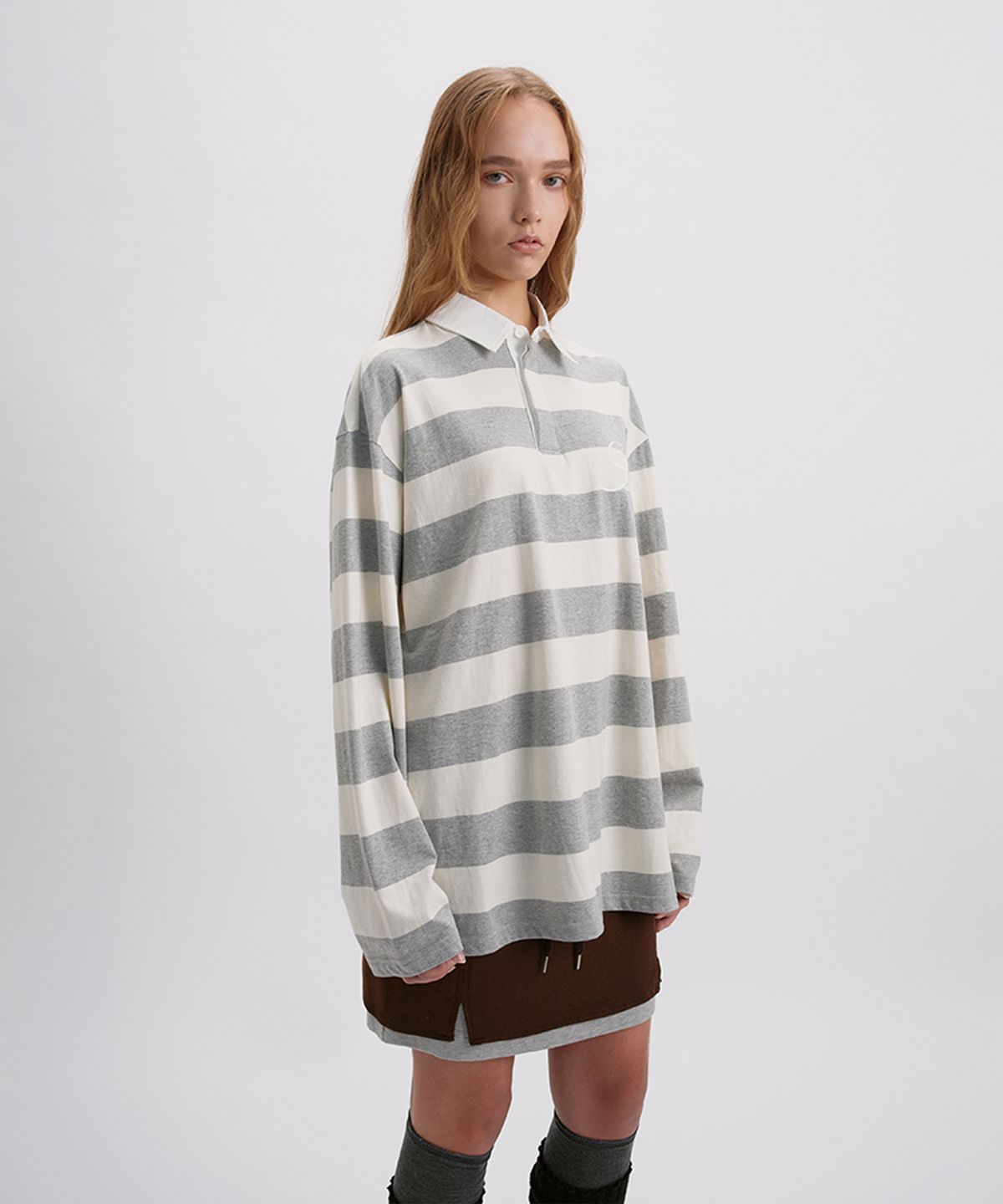 시메트릭 퍼센트(SYMMETRICPERCENT) Striped Collar Long Sleeve / Grey