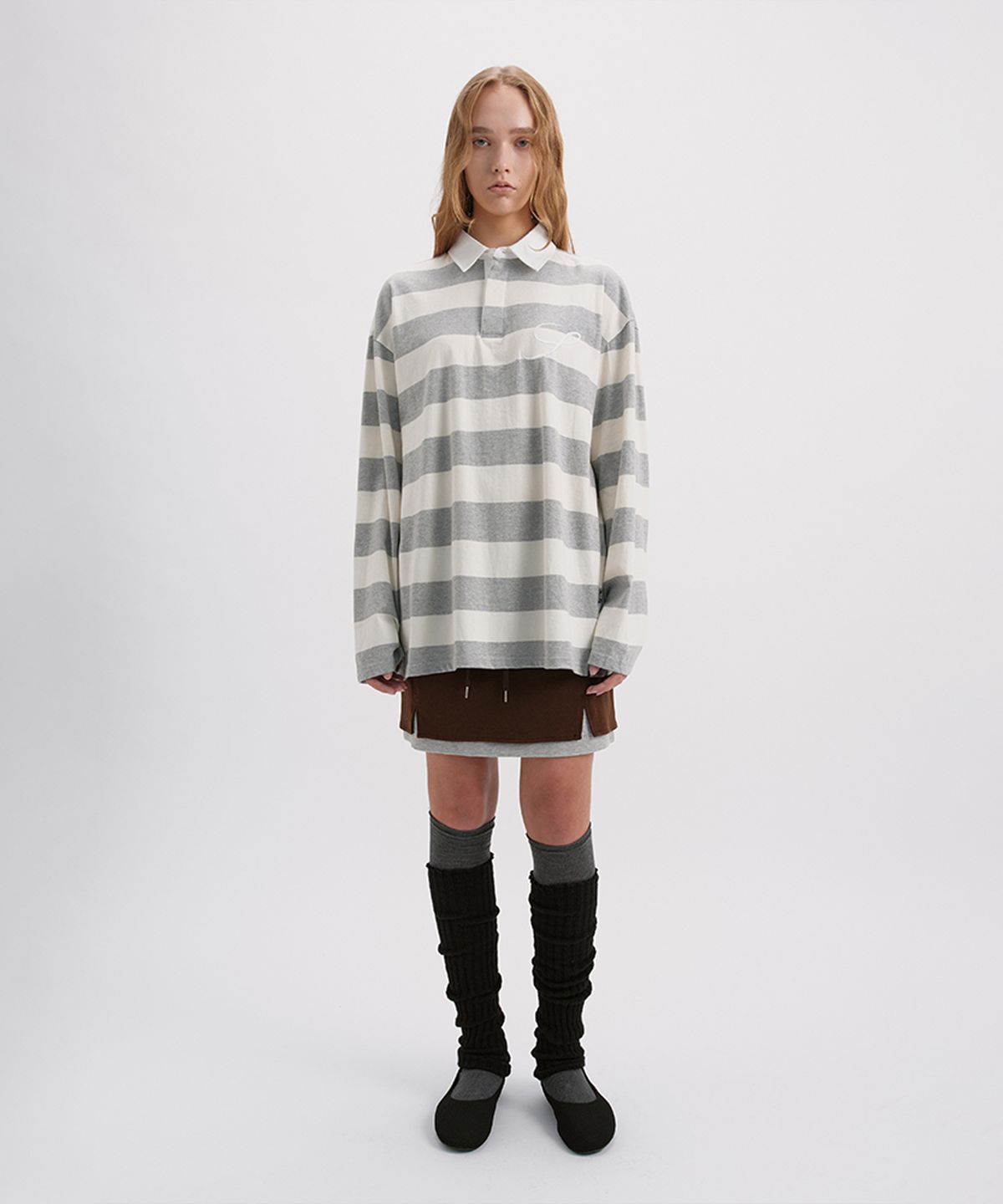 시메트릭 퍼센트(SYMMETRICPERCENT) Striped Collar Long Sleeve / Grey