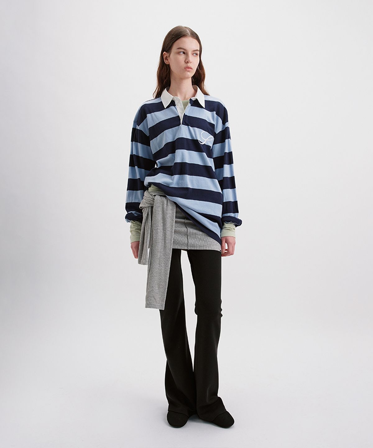 시메트릭 퍼센트(SYMMETRICPERCENT) Striped Collar Long Sleeve / Navy