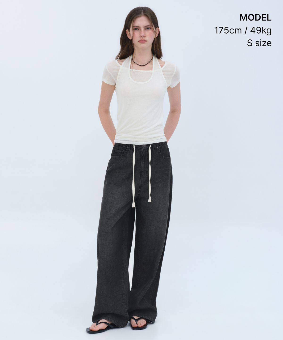 무신사 스탠다드 우먼(MUSINSA STANDARD WOMAN) 우먼즈 울 텐셀 홀터 레이어드 티셔츠 [아이보리]