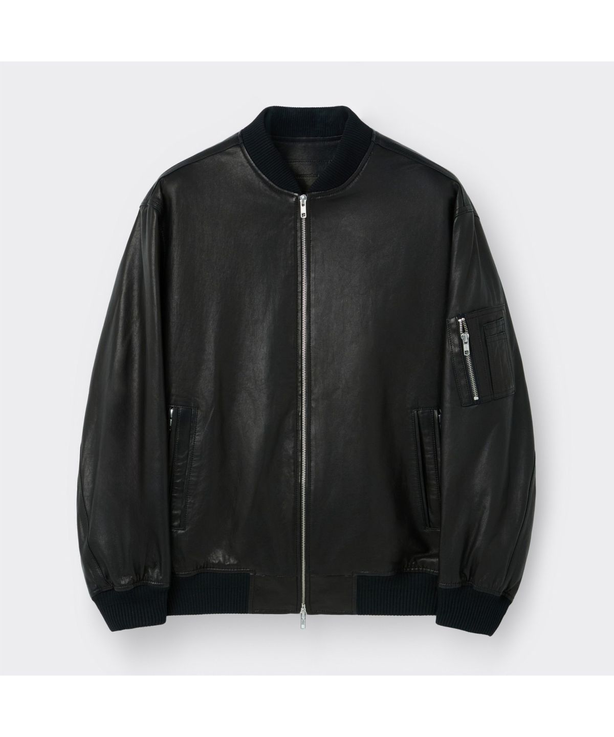 커스텀멜로우(CUSTOMELLOW) Black Leather Ma-1 CWUDS26114BKX