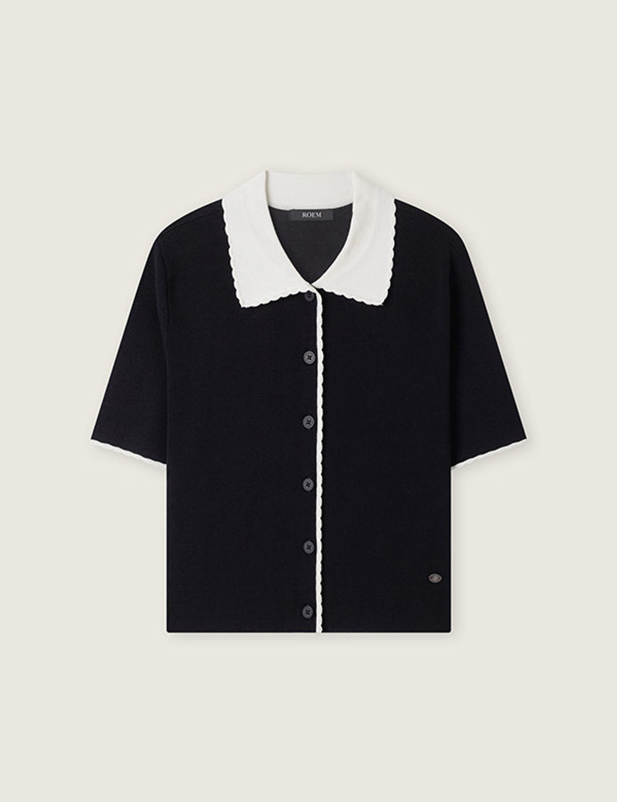 로엠(ROEM) 스칼럽 배색 카라 가디건 RMCKG24R13