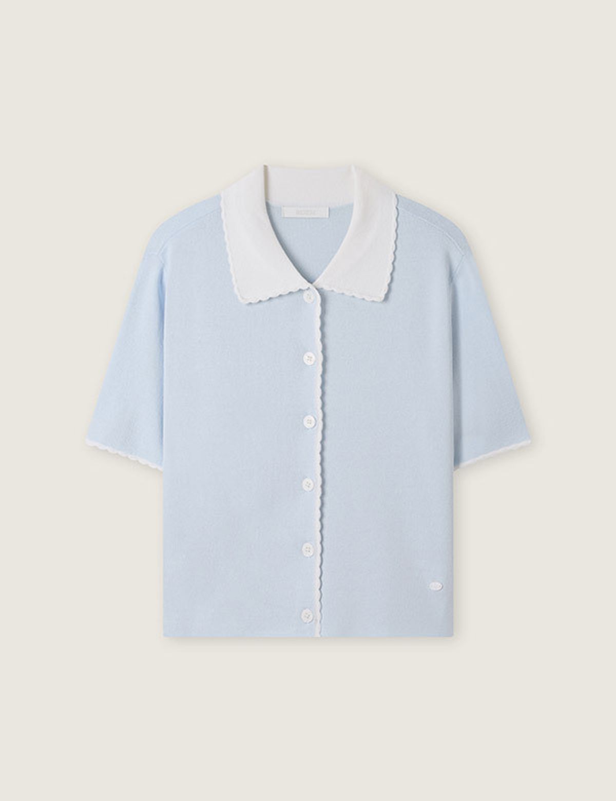 로엠(ROEM) 스칼럽 배색 카라 가디건 RMCKG24R13