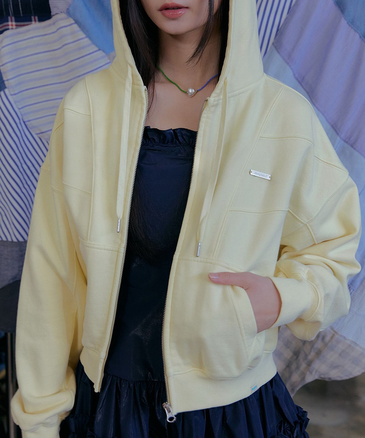 락피쉬웨더웨어(ROCKFISH WEATHERWEAR) SEMI CROPPED ZIP UP HOODIE - 4 colors