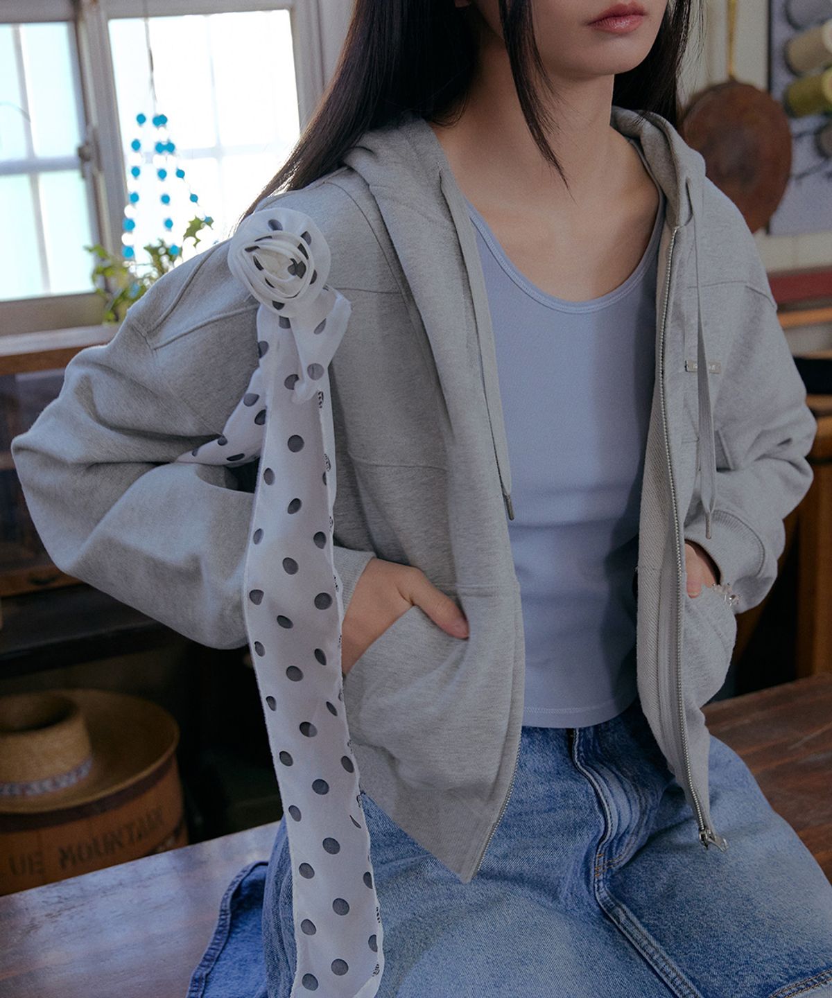 락피쉬웨더웨어(ROCKFISH WEATHERWEAR) SEMI CROPPED ZIP UP HOODIE - 4 colors