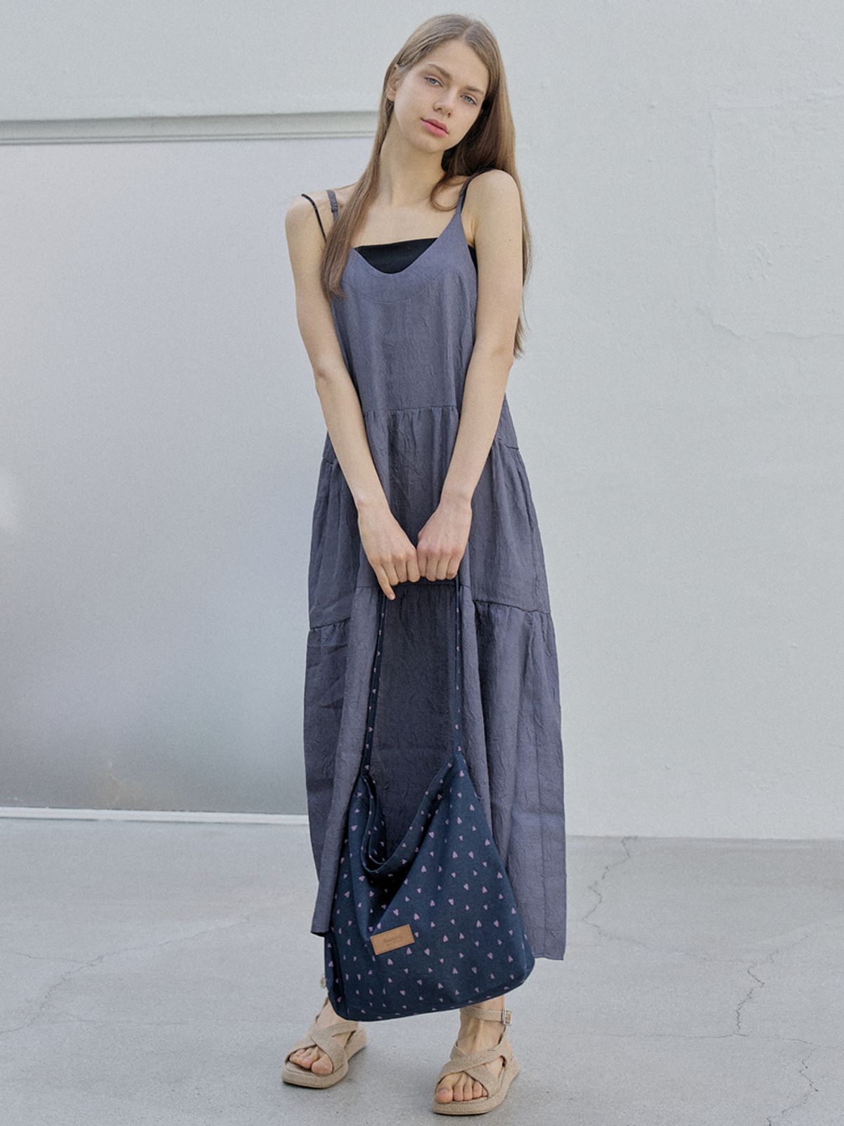 아방(AVANT-G) Metal Shirring Long Dress - 2COLOR