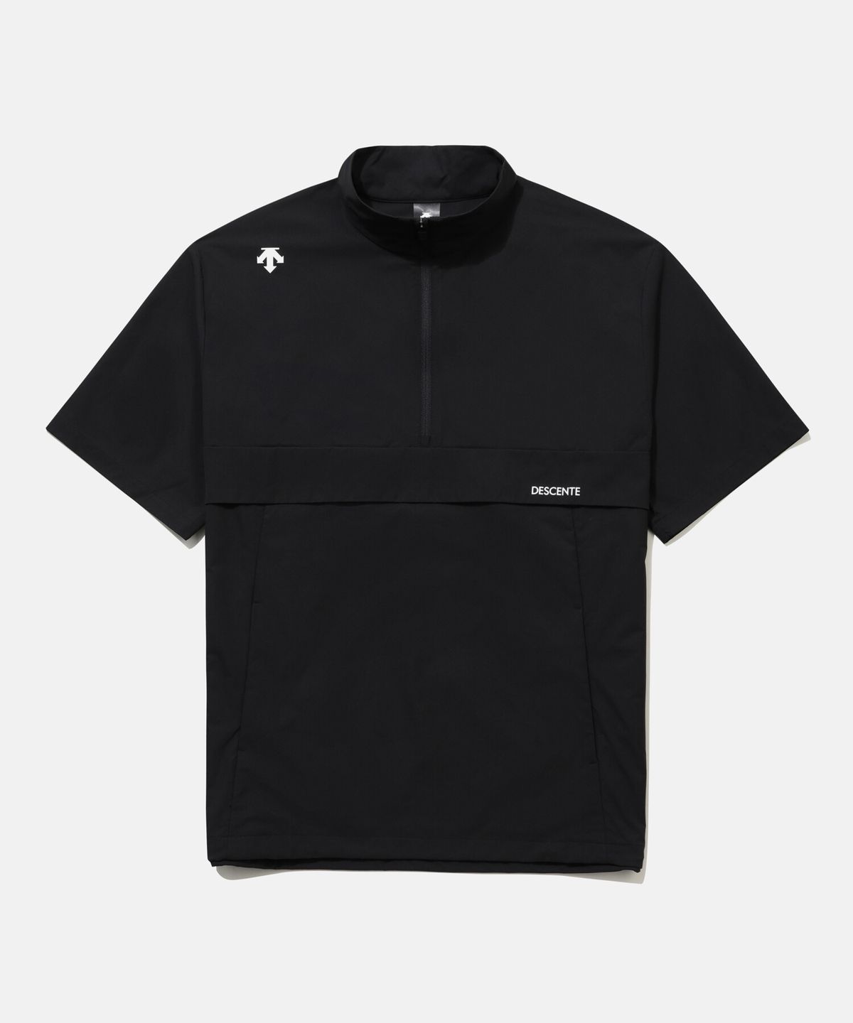 데상트(DESCENTE) 스트레치 우븐 반팔 아노락 블랙 SR223UAN44