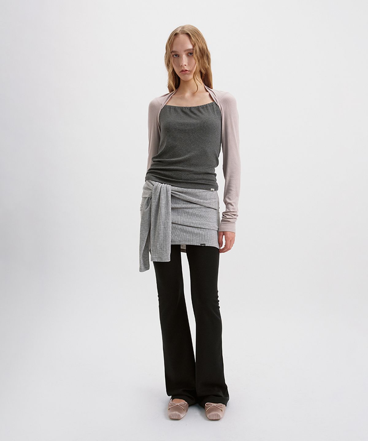 시메트릭 퍼센트(SYMMETRICPERCENT) Two-Way Bolero Top / Charcoal