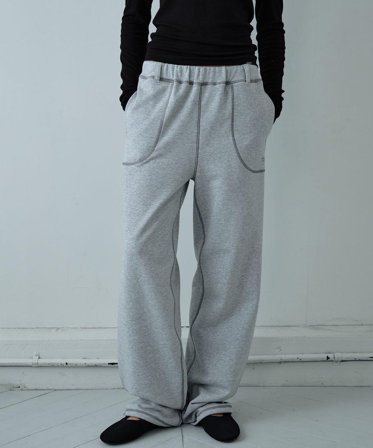 시메트릭 퍼센트(SYMMETRICPERCENT) Stitch Sweat Pants / Melange Grey