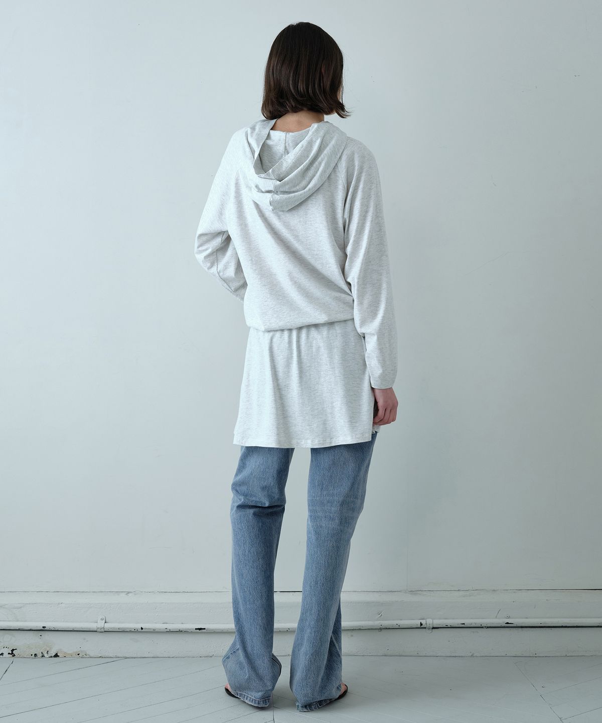 시메트릭 퍼센트(SYMMETRICPERCENT) Hooded Jersey Dress / Melange Grey