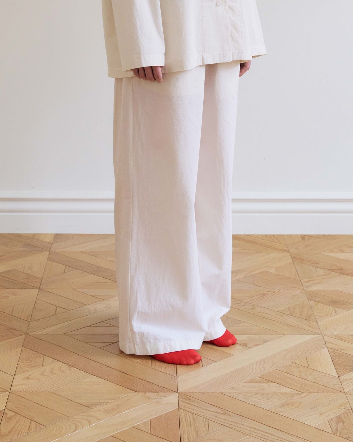 모잉모잉(MOIN MOIN) Long daily pajamas pants, Paper white