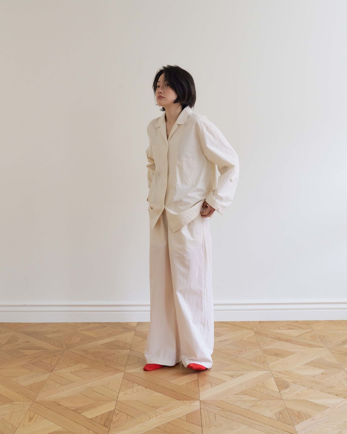 모잉모잉(MOIN MOIN) Long daily pajamas pants, Paper white