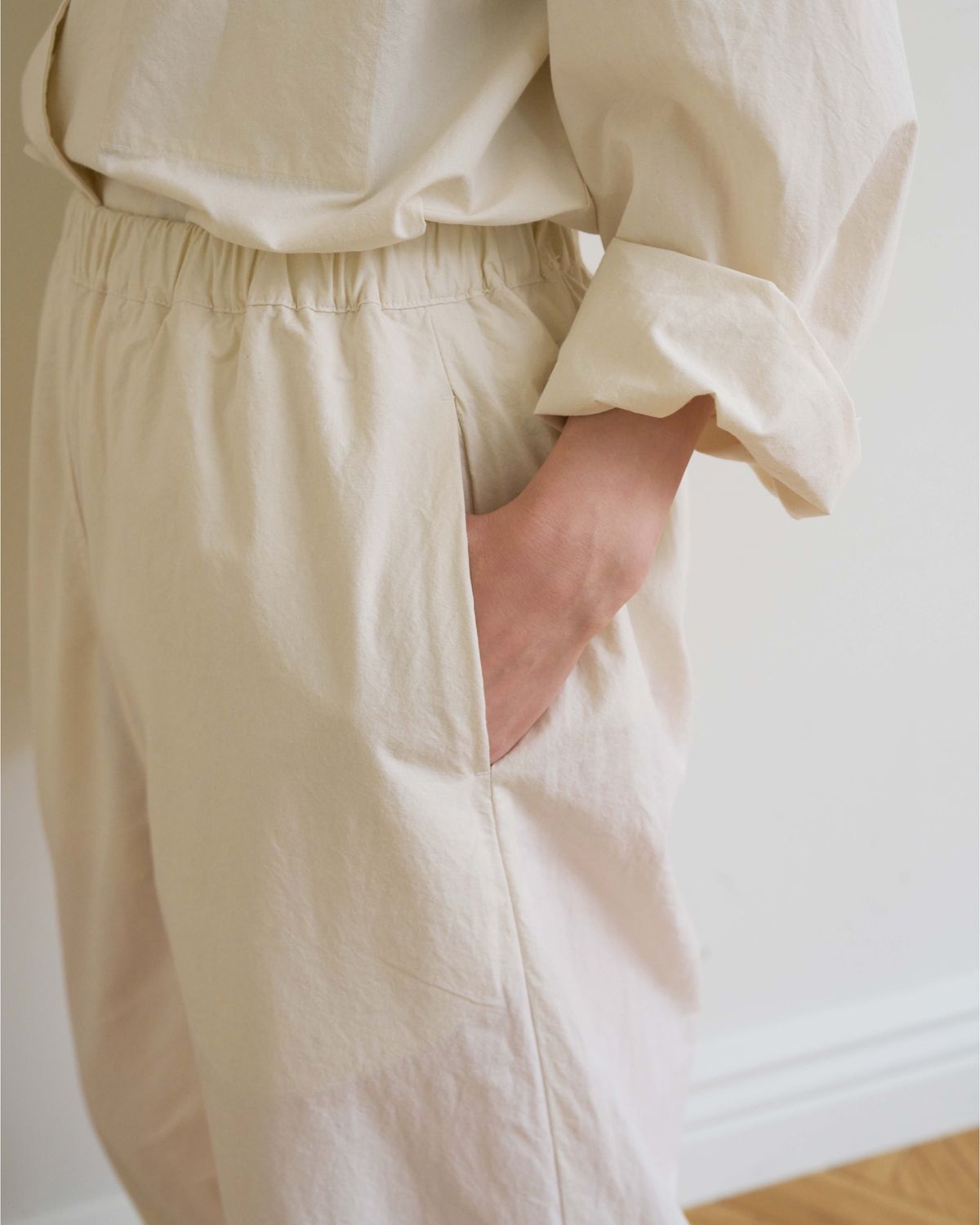 모잉모잉(MOIN MOIN) Long daily pajamas pants, Paper white