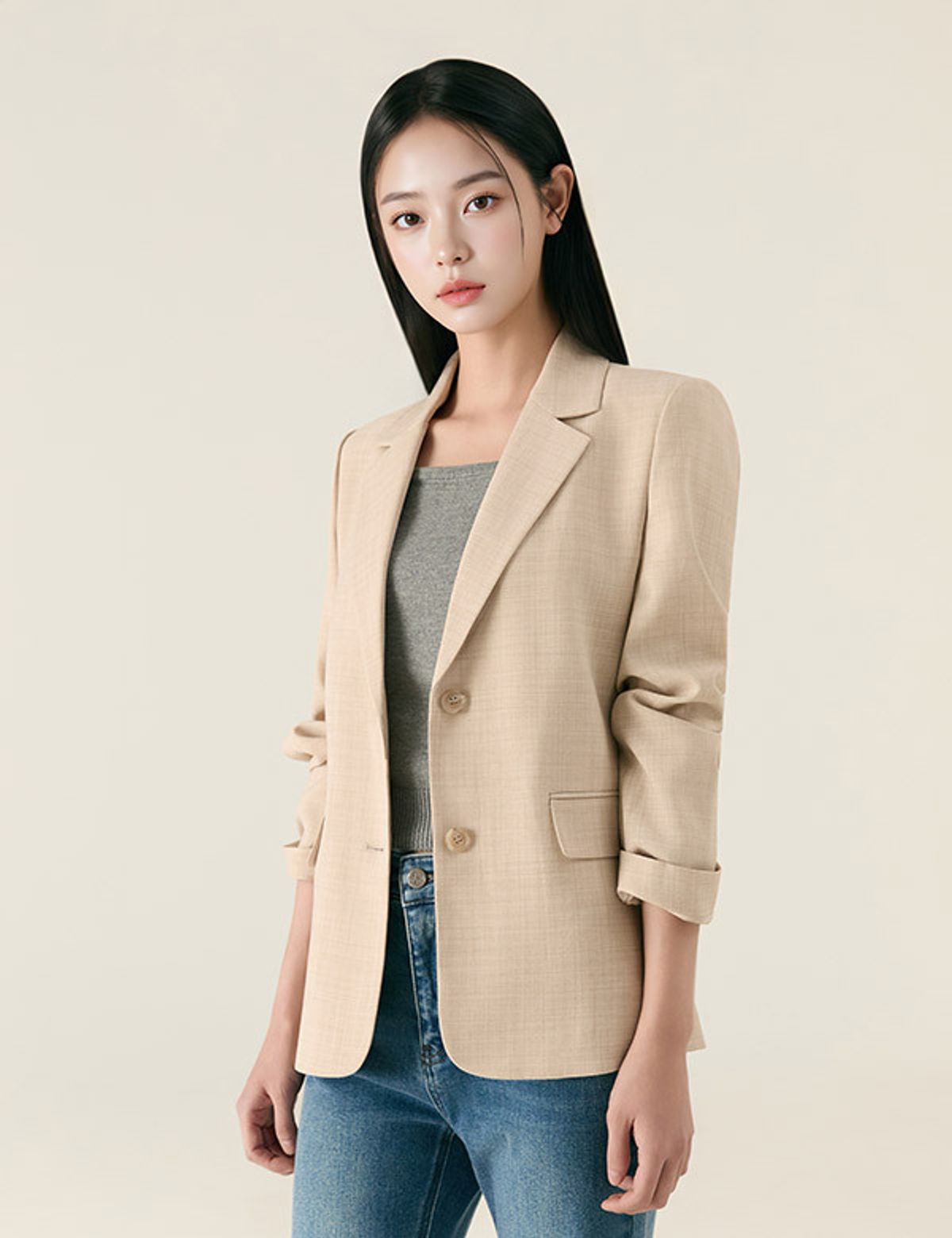 로엠(ROEM) 린넨라이크 긴팔 자켓 RMJKG24R11