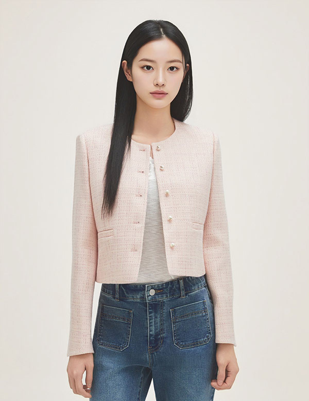 로엠(ROEM) 진주 트위드 자켓 RMJKG24S51