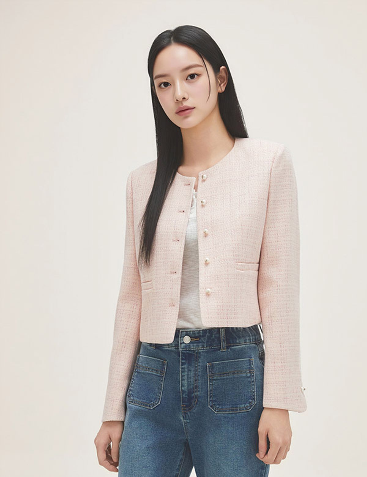 로엠(ROEM) 진주 트위드 자켓 RMJKG24S51