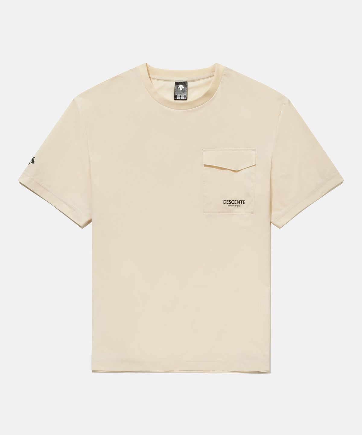 데상트(DESCENTE) 스트레치 우븐 반팔 티셔츠 아이보리 SR221UTS44