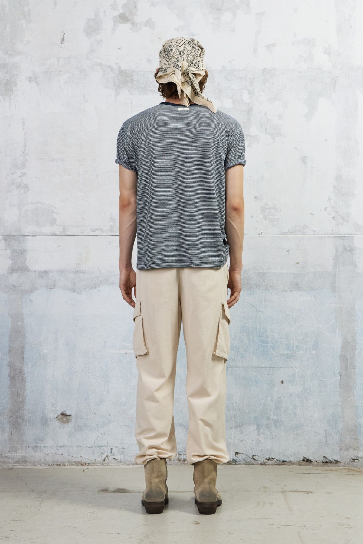쿠메(KUMÉ) Men Essential Striped T-Shirt, Navy