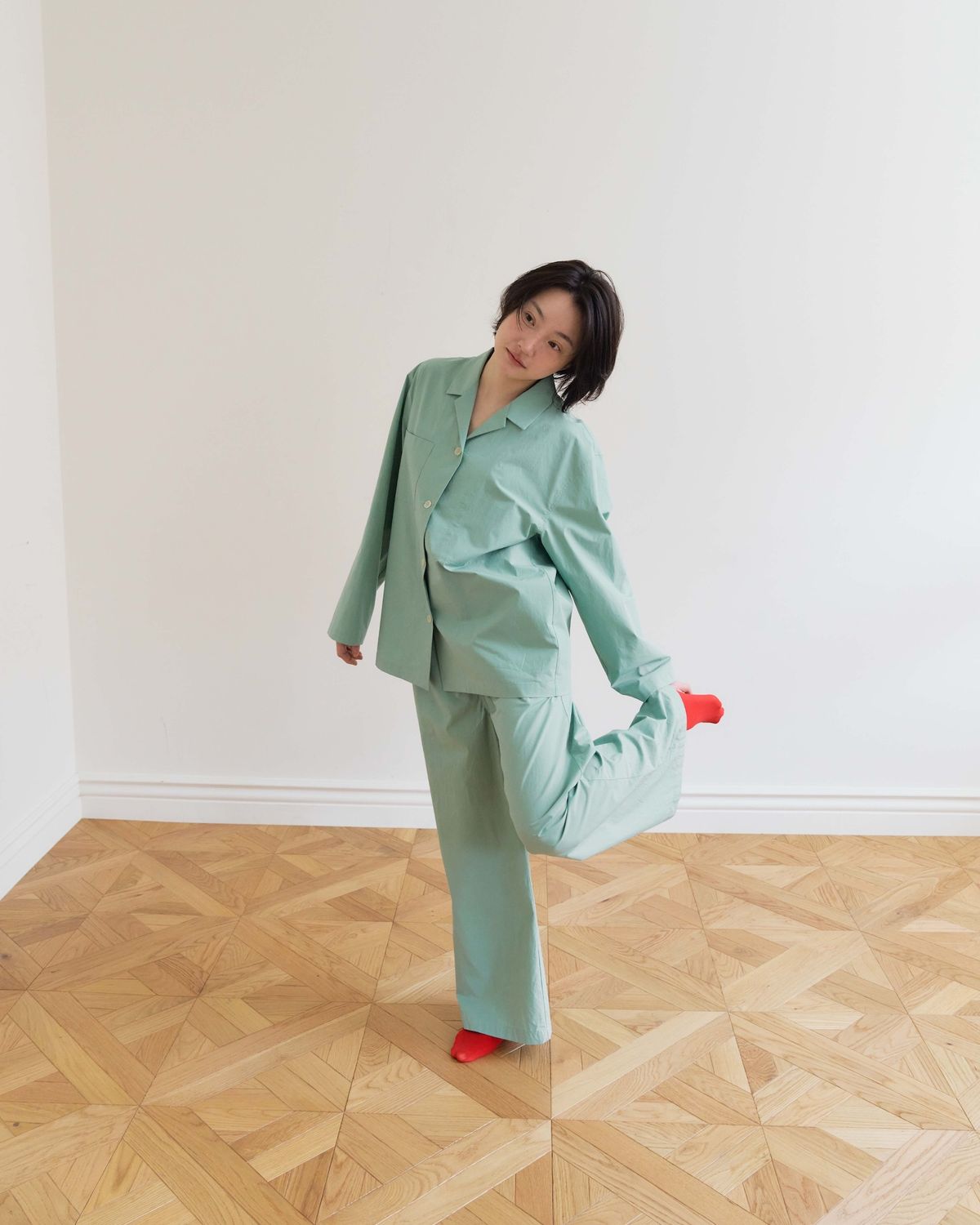 모잉모잉(MOIN MOIN) Long daily pajamas shirt, Dawn mint
