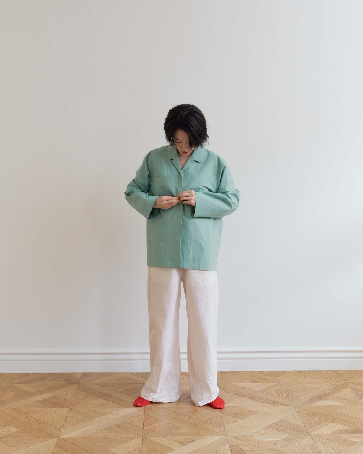 모잉모잉(MOIN MOIN) Long daily pajamas shirt, Dawn mint