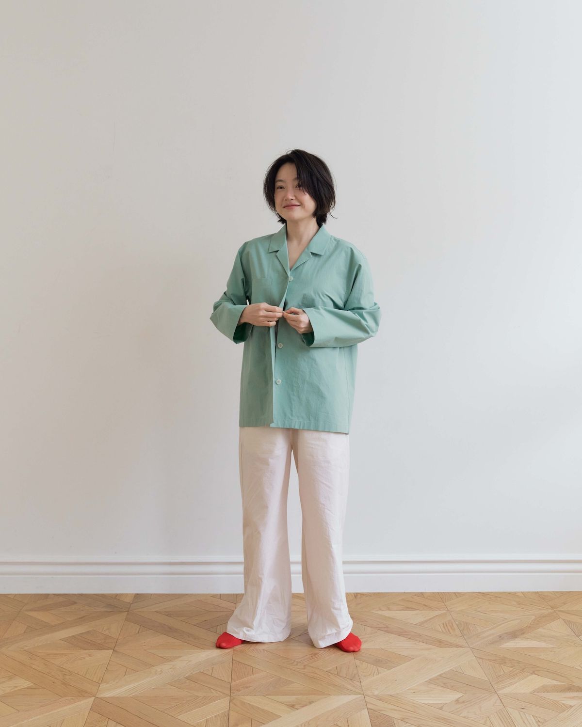 모잉모잉(MOIN MOIN) Long daily pajamas shirt, Dawn mint