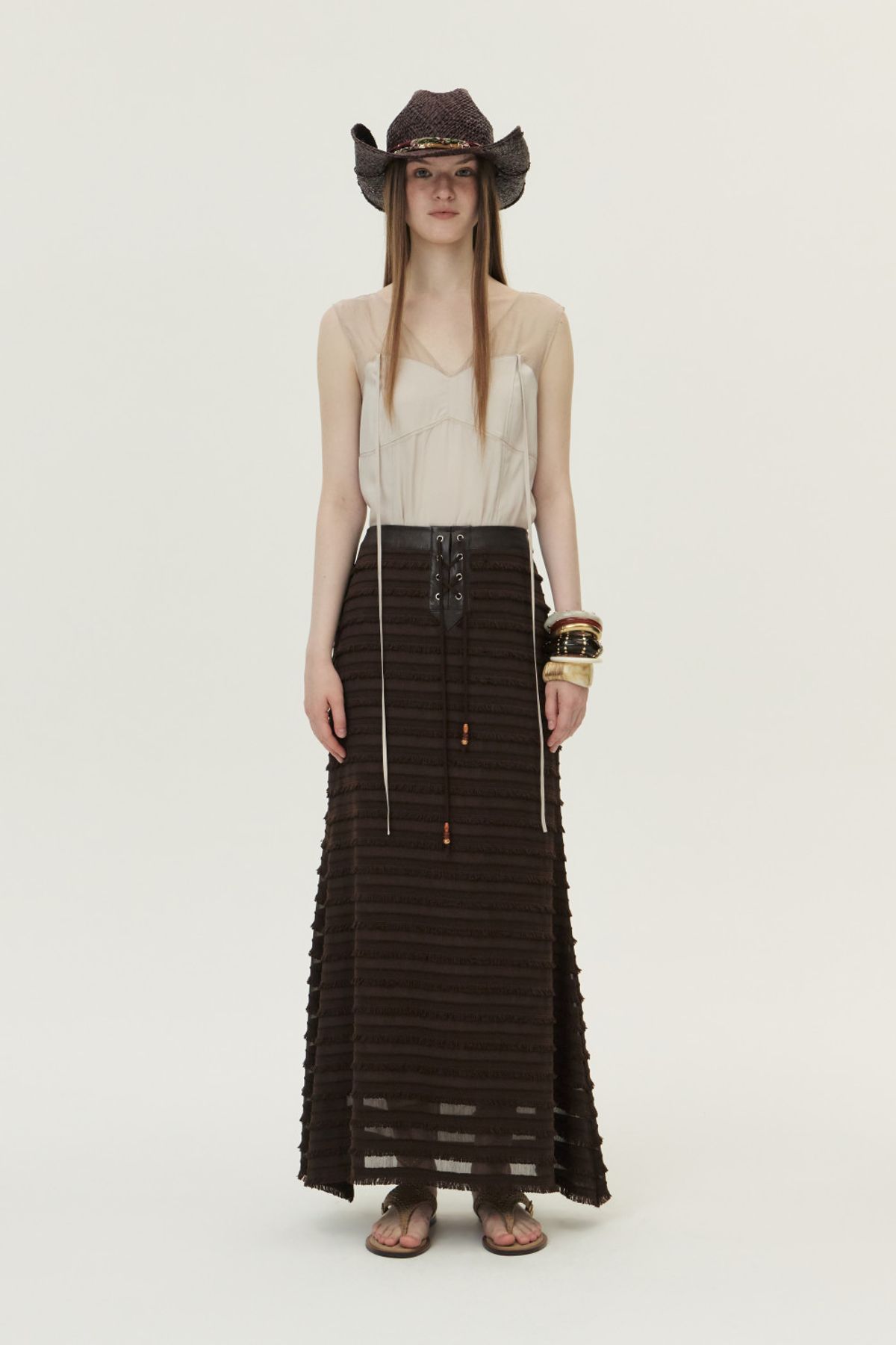 쿠메(KUMÉ) Organza Sheer Sleeveless Top, Ivory