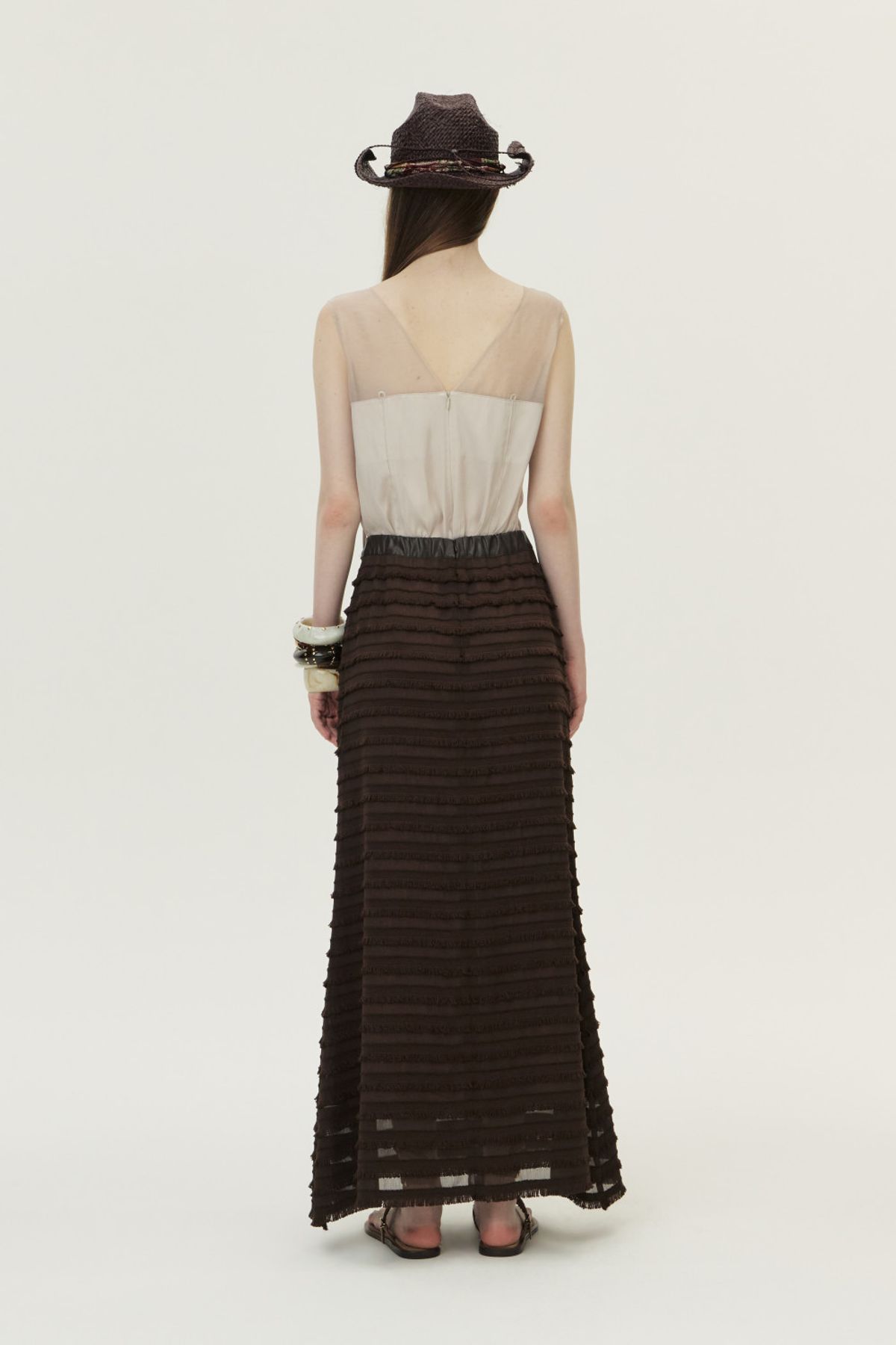 쿠메(KUMÉ) Organza Sheer Sleeveless Top, Ivory