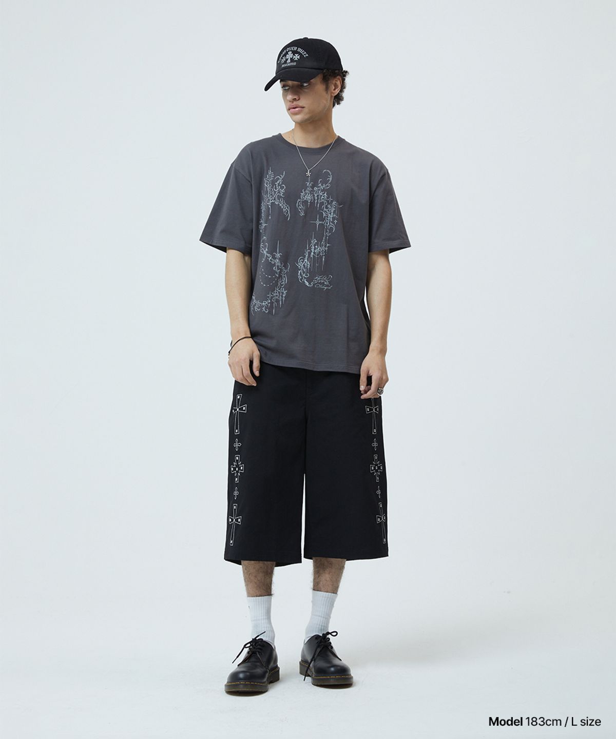 마하그리드(MAHAGRID) CROSS STUD TWILL SHORTS BLACK(MG2GMMPA62A)