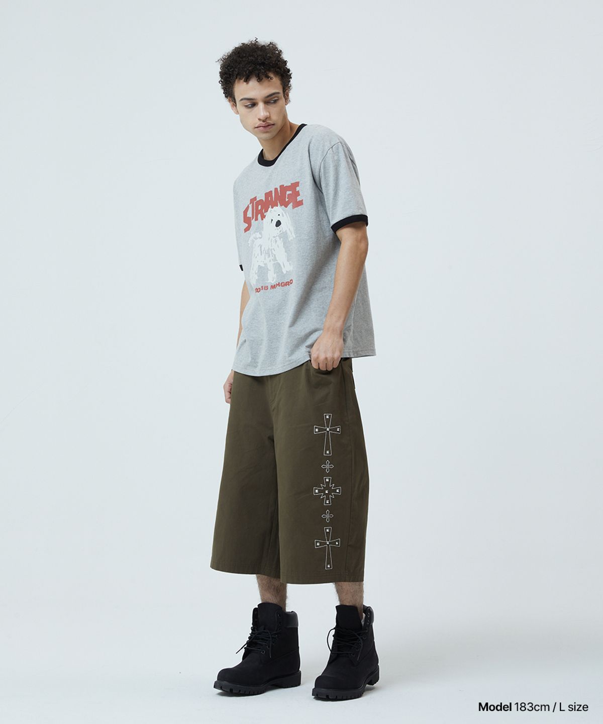 마하그리드(MAHAGRID) CROSS STUD TWILL SHORTS KHAKI(MG2GMMPA62A)
