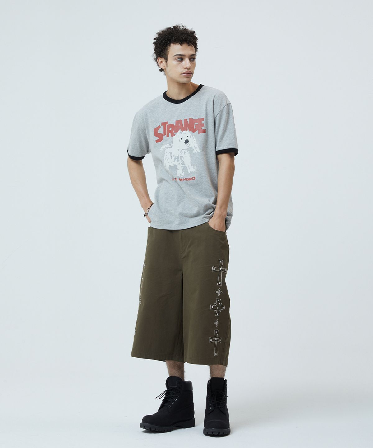 마하그리드(MAHAGRID) CROSS STUD TWILL SHORTS KHAKI(MG2GMMPA62A)