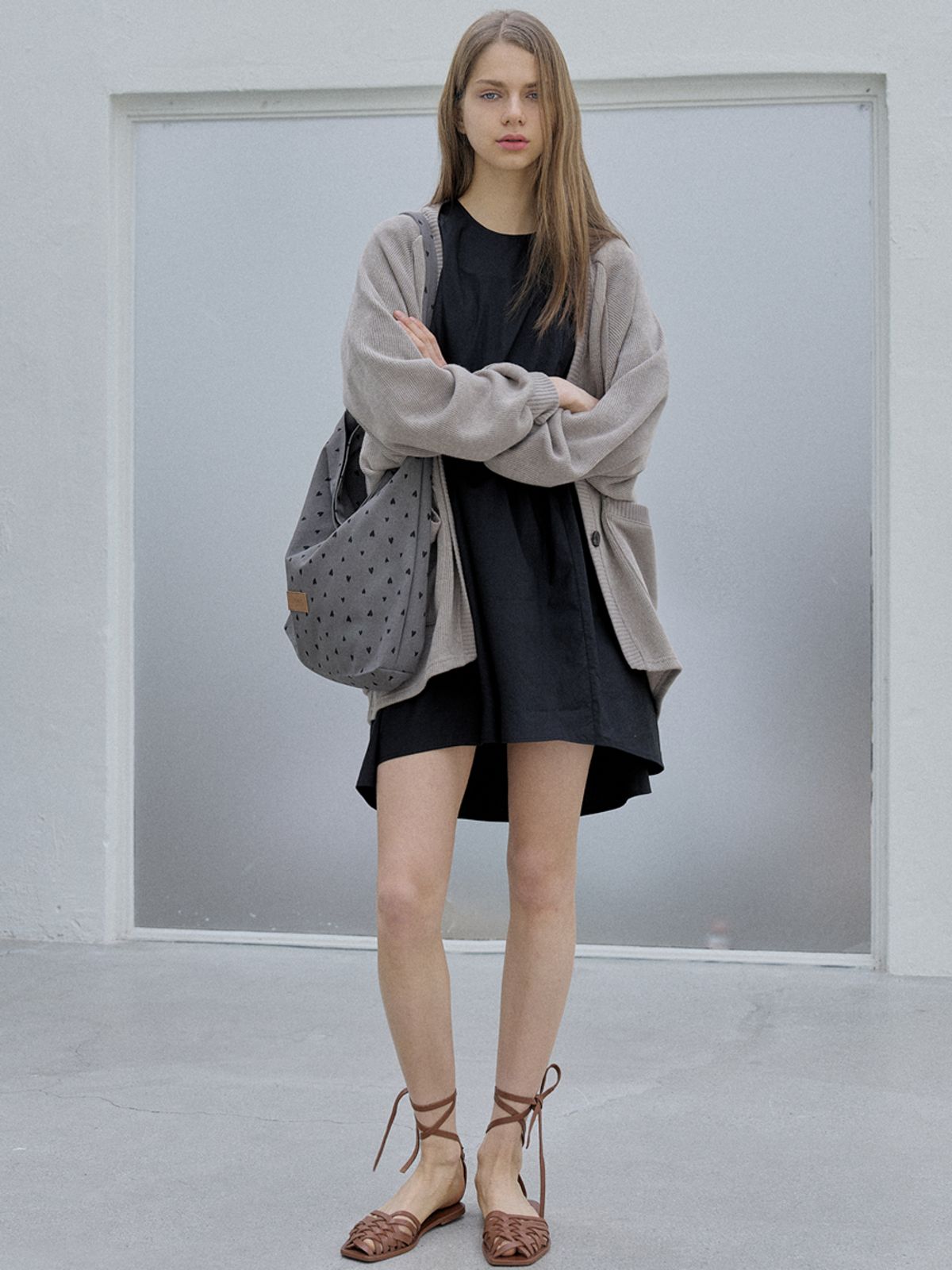 아방(AVANT-G) Heart Pattern Eco Bag - GREY