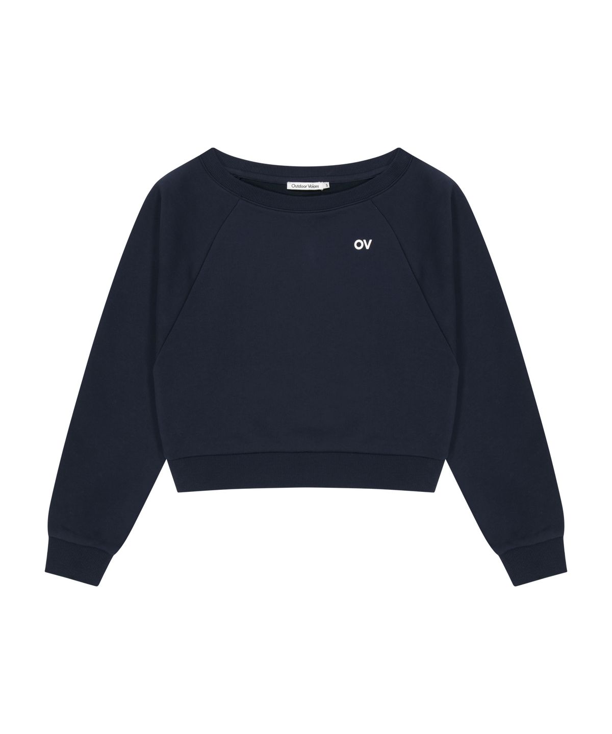 아웃도어 보이스(OUTDOOR VOICES) (W)OV LOGO OFF-SHOULDER SWEATSHIRT (NAVY)