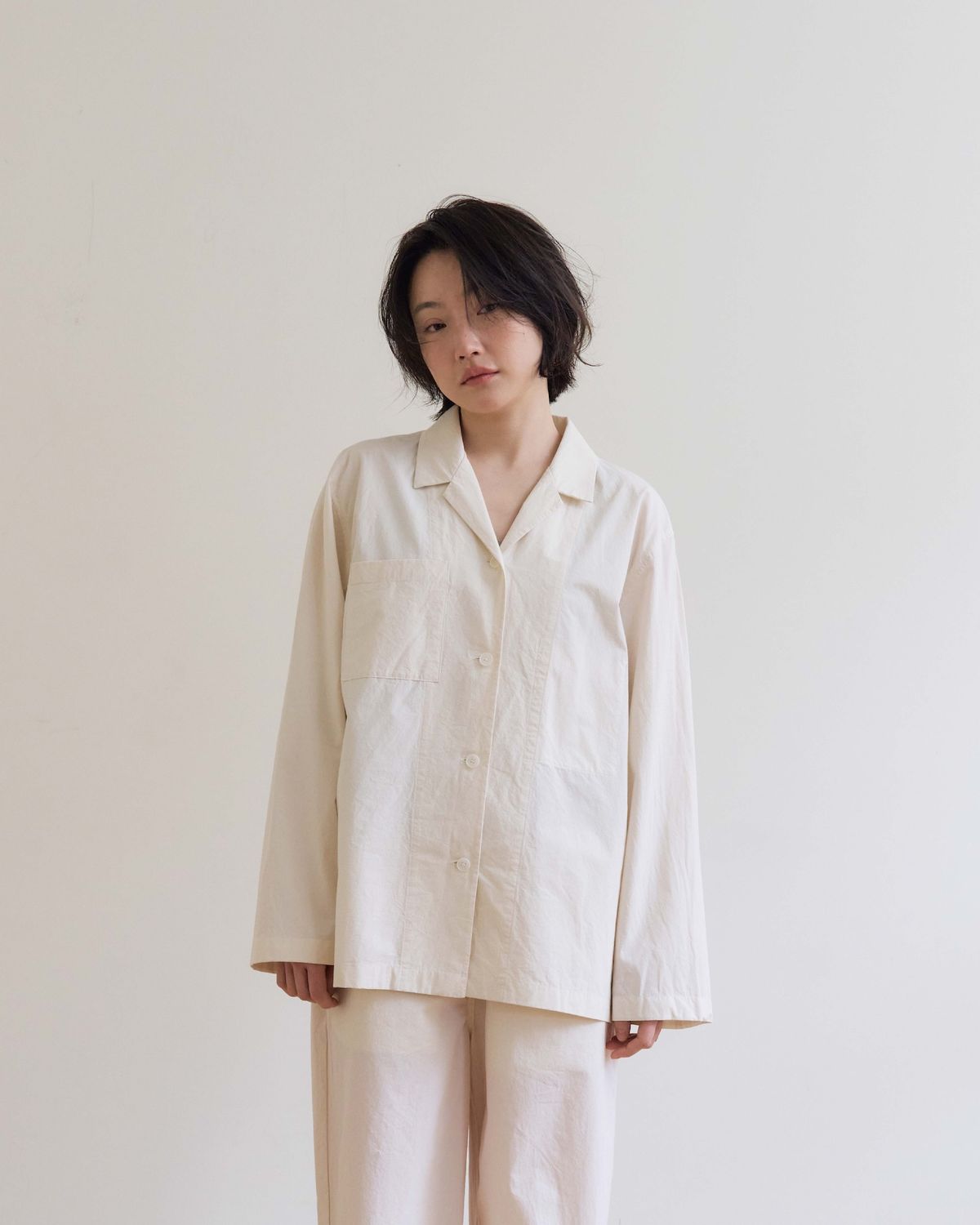 모잉모잉(MOIN MOIN) Long daily pajamas shirt, Paper white