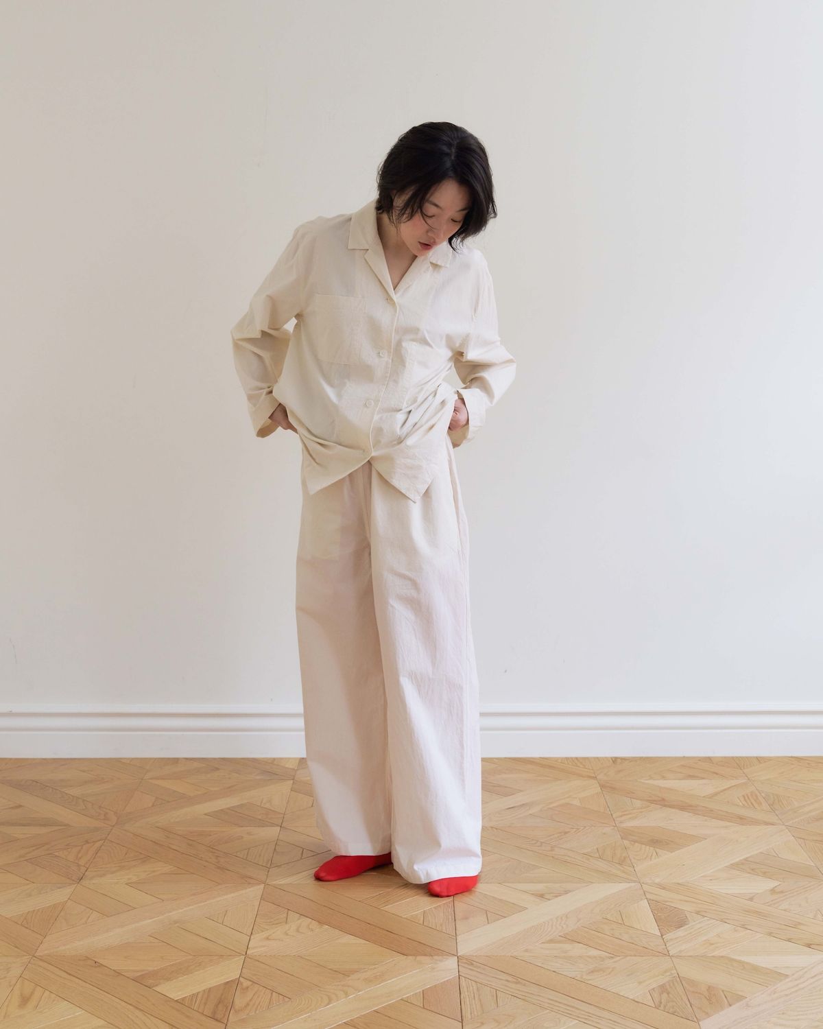 모잉모잉(MOIN MOIN) Long daily pajamas shirt, Paper white