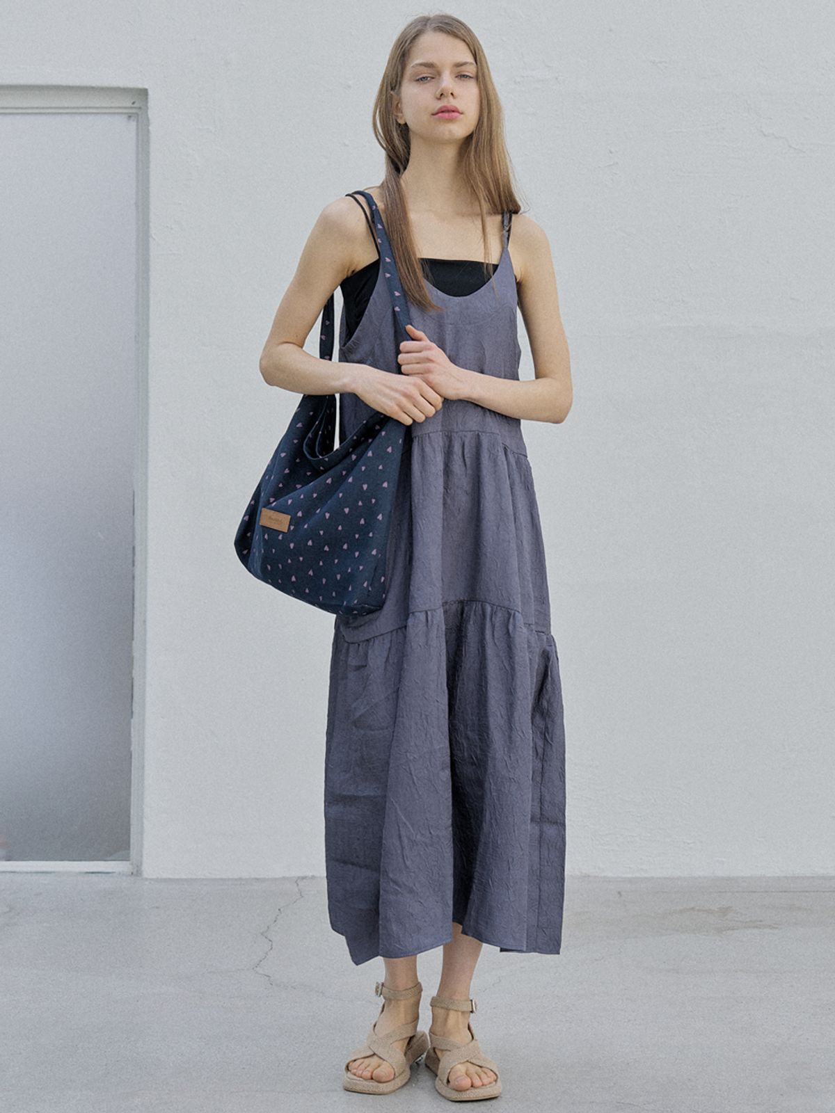 아방(AVANT-G) Heart Pattern Eco Bag - NAVY