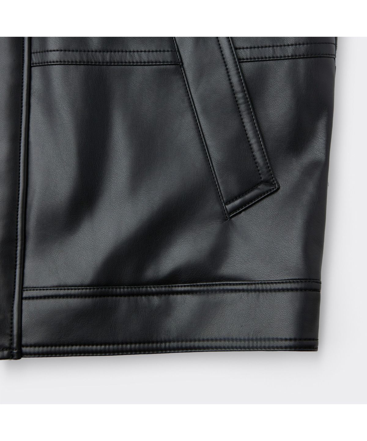 커스텀멜로우(CUSTOMELLOW) Black Faux Leather Jacket C9UAM26111BKX