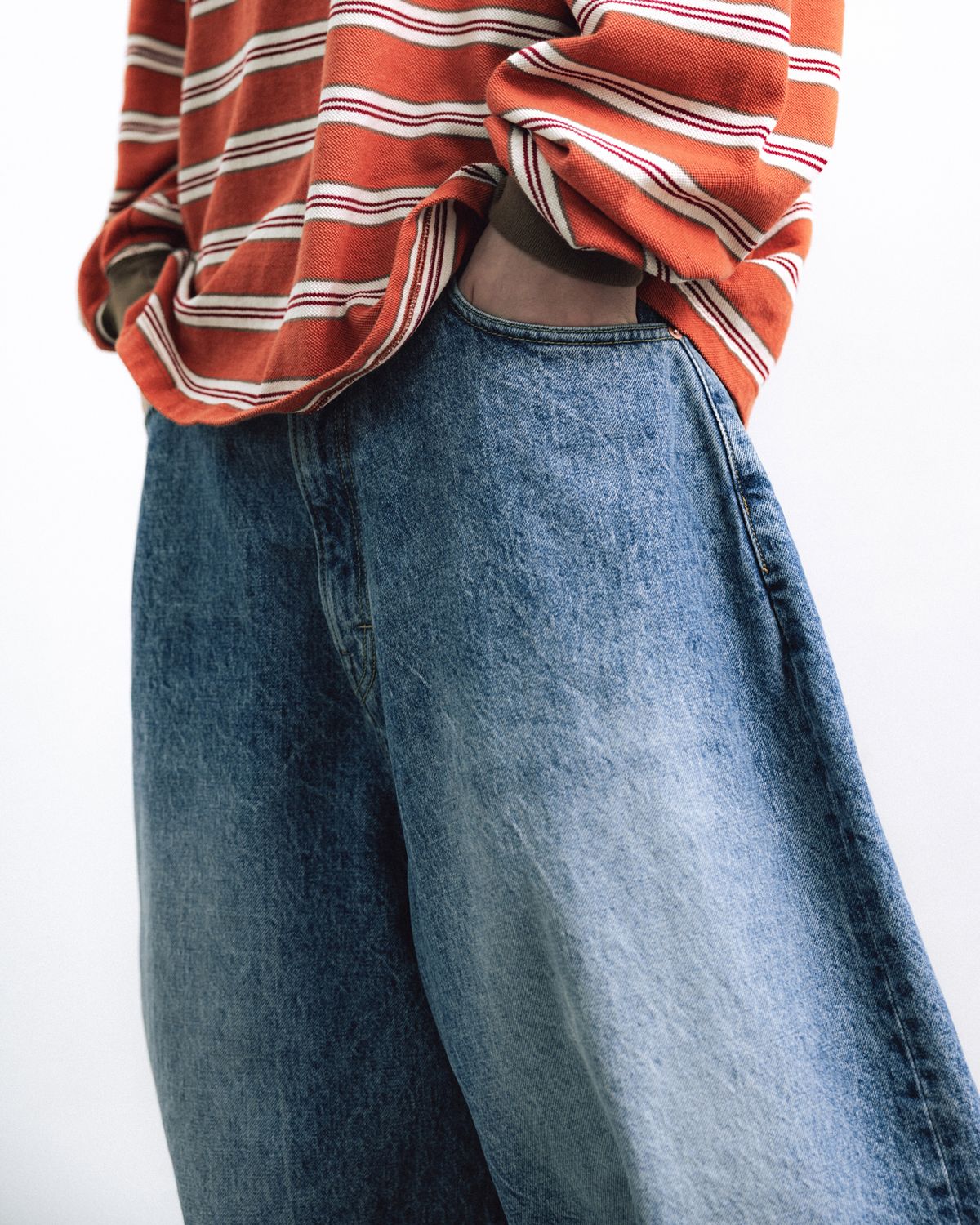 앵글런(ANGLAN) Washed Denim Balloon Pants - Japan Fabric Edition
