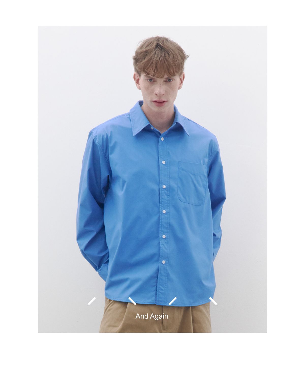 앤드어게인(ANDAGAIN) 컴포트 실키 셔츠 (블루