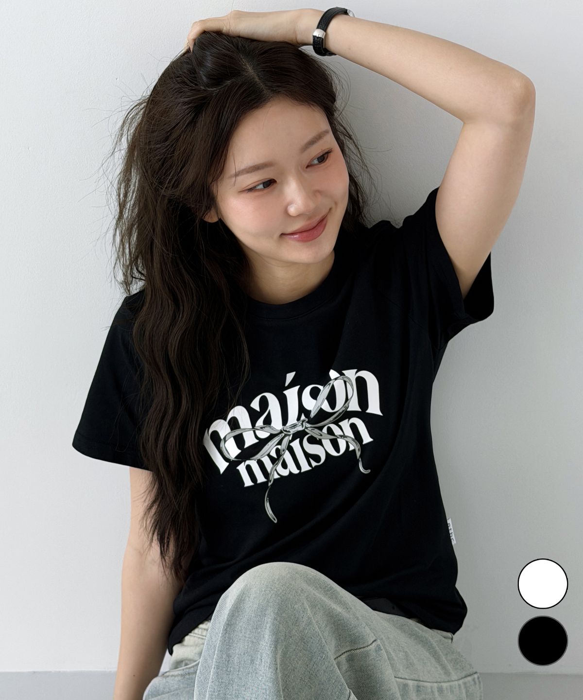 엔티비씨(NTBC) Maison  리본 레터링 반팔 티셔츠_2COLOR