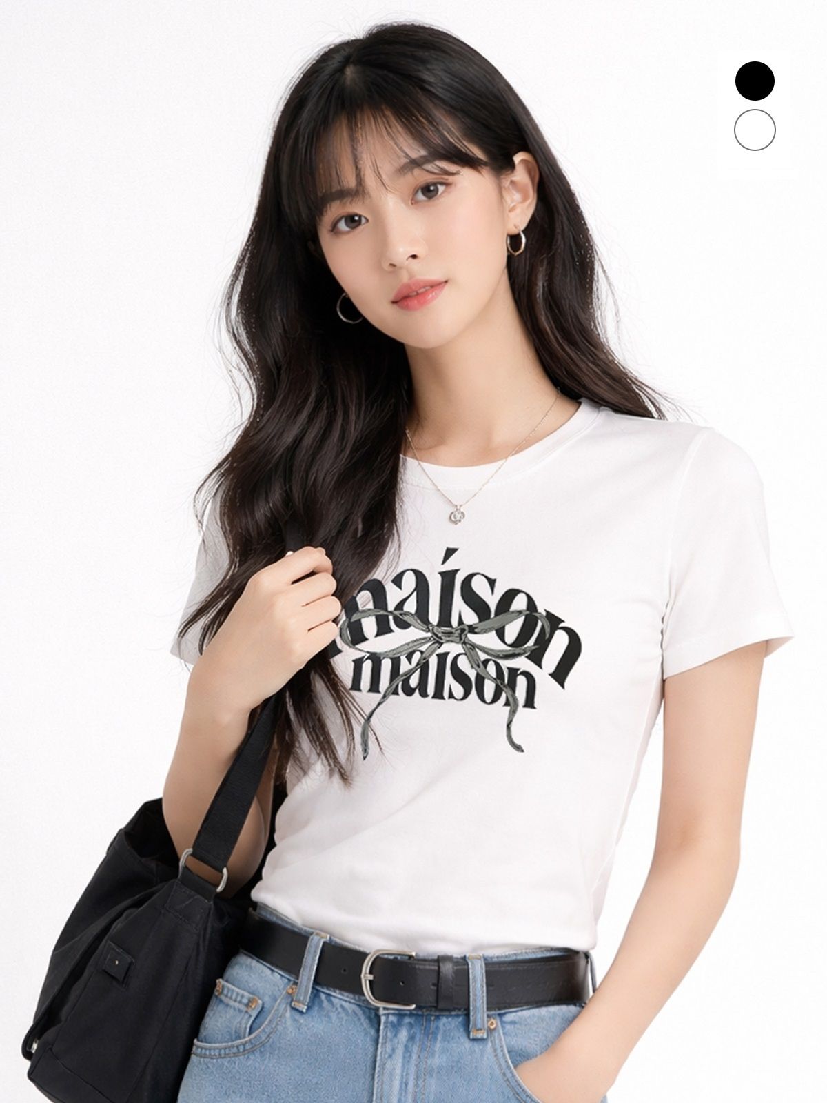 엔티비씨(NTBC) Maison  리본 레터링 반팔 티셔츠_2COLOR