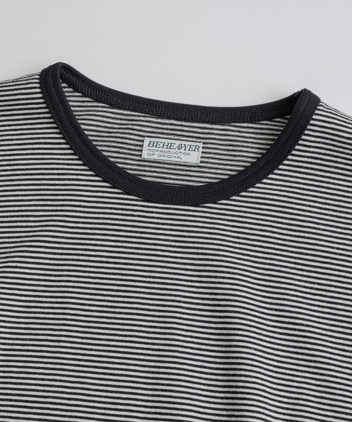 비헤비어(BEHEAVYER) CREWNECK STRIPE L/S SHIRTS oatmeal/black