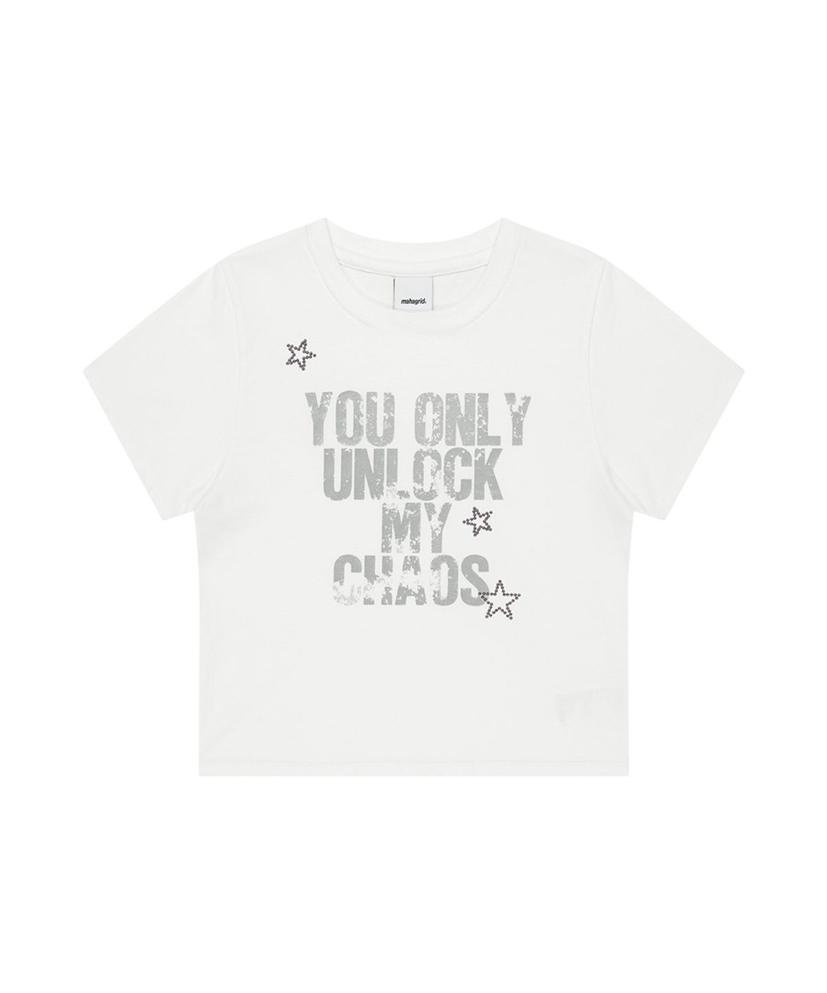 마하그리드(MAHAGRID) UNLOCK CROP TEE WHITE(MG2GMFT529A)