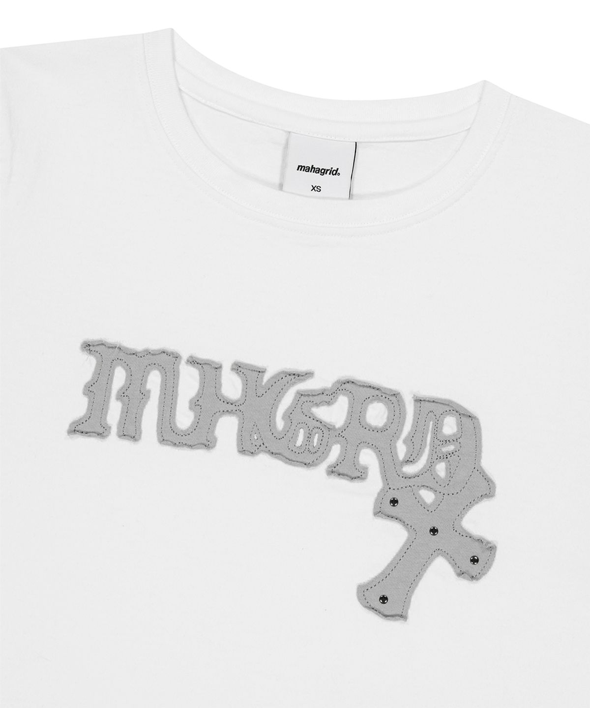 마하그리드(MAHAGRID) GOTHIC APPLIQUE CROP TEE WHITE(MG2GMFT530A)