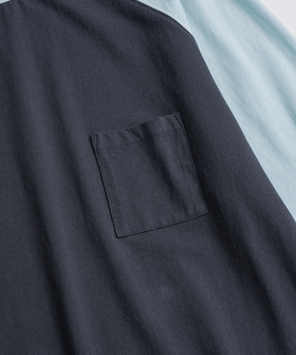 비헤비어(BEHEAVYER) DISTRESSED BASEBALL L/S SHIRTS navy/l.blue