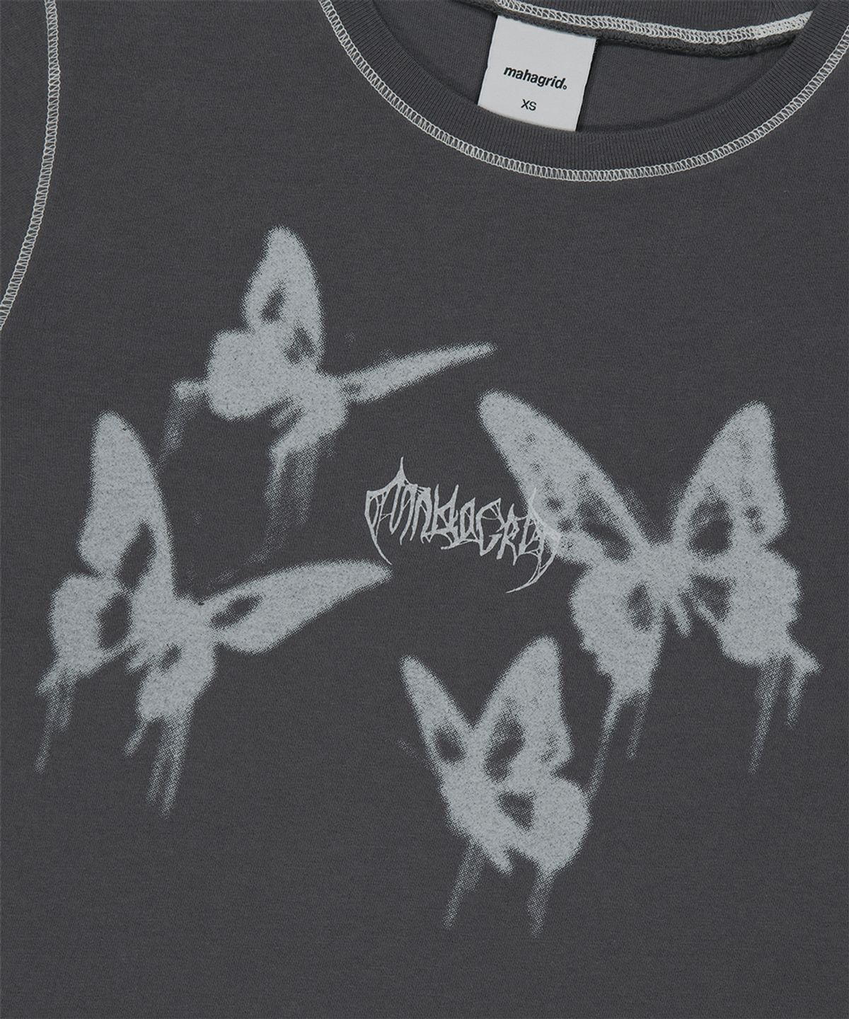 마하그리드(MAHAGRID) PIGMENT BUTTERFLY GOTH CROP TEE CHARCOAL(MG2GMFT533A)