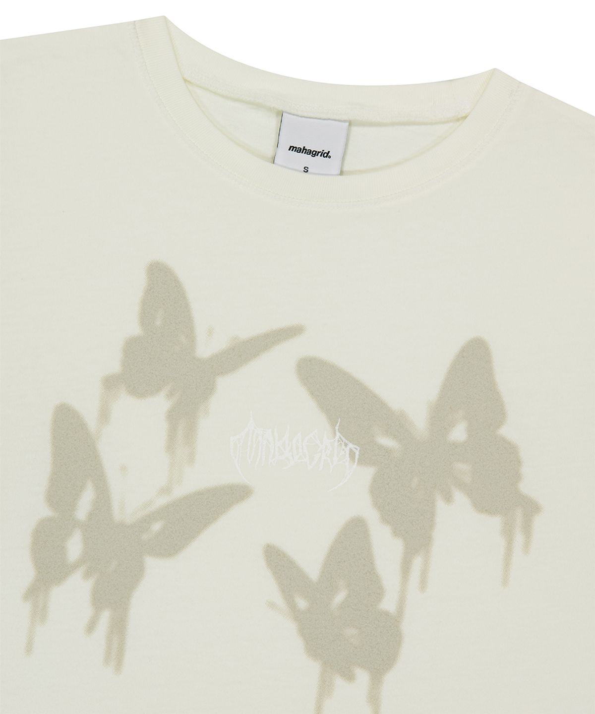 마하그리드(MAHAGRID) PIGMENT BUTTERFLY GOTH CROP TEE IVORY(MG2GMFT533A)