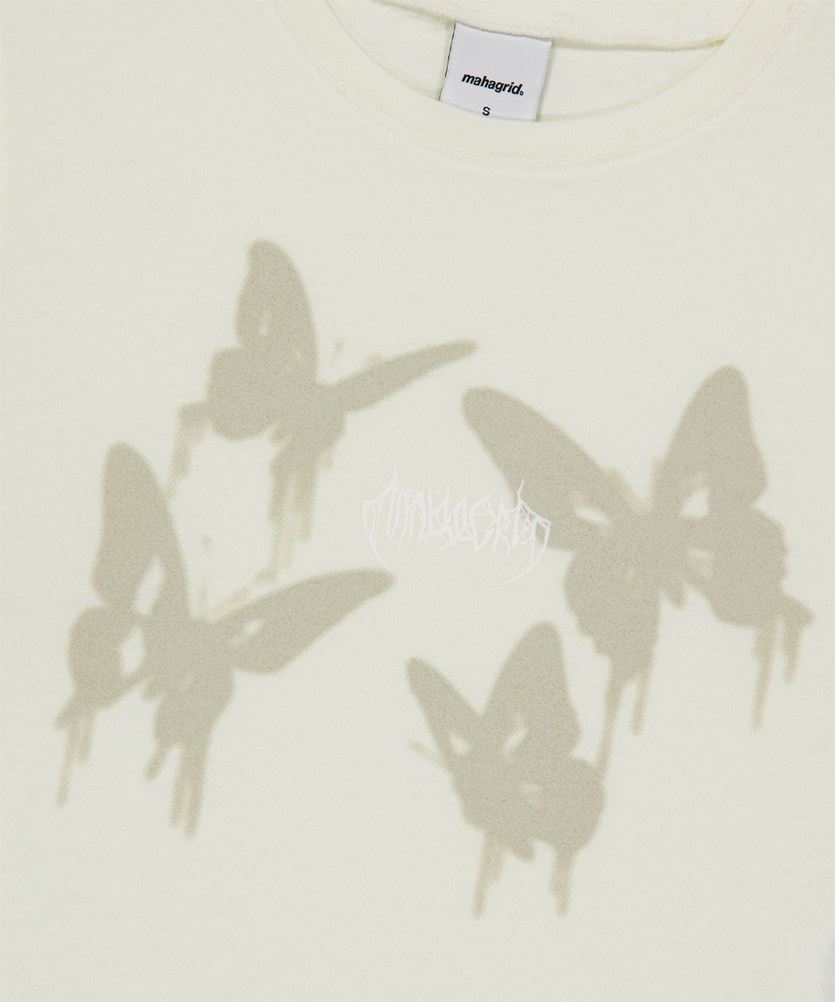 마하그리드(MAHAGRID) PIGMENT BUTTERFLY GOTH CROP TEE IVORY(MG2GMFT533A)