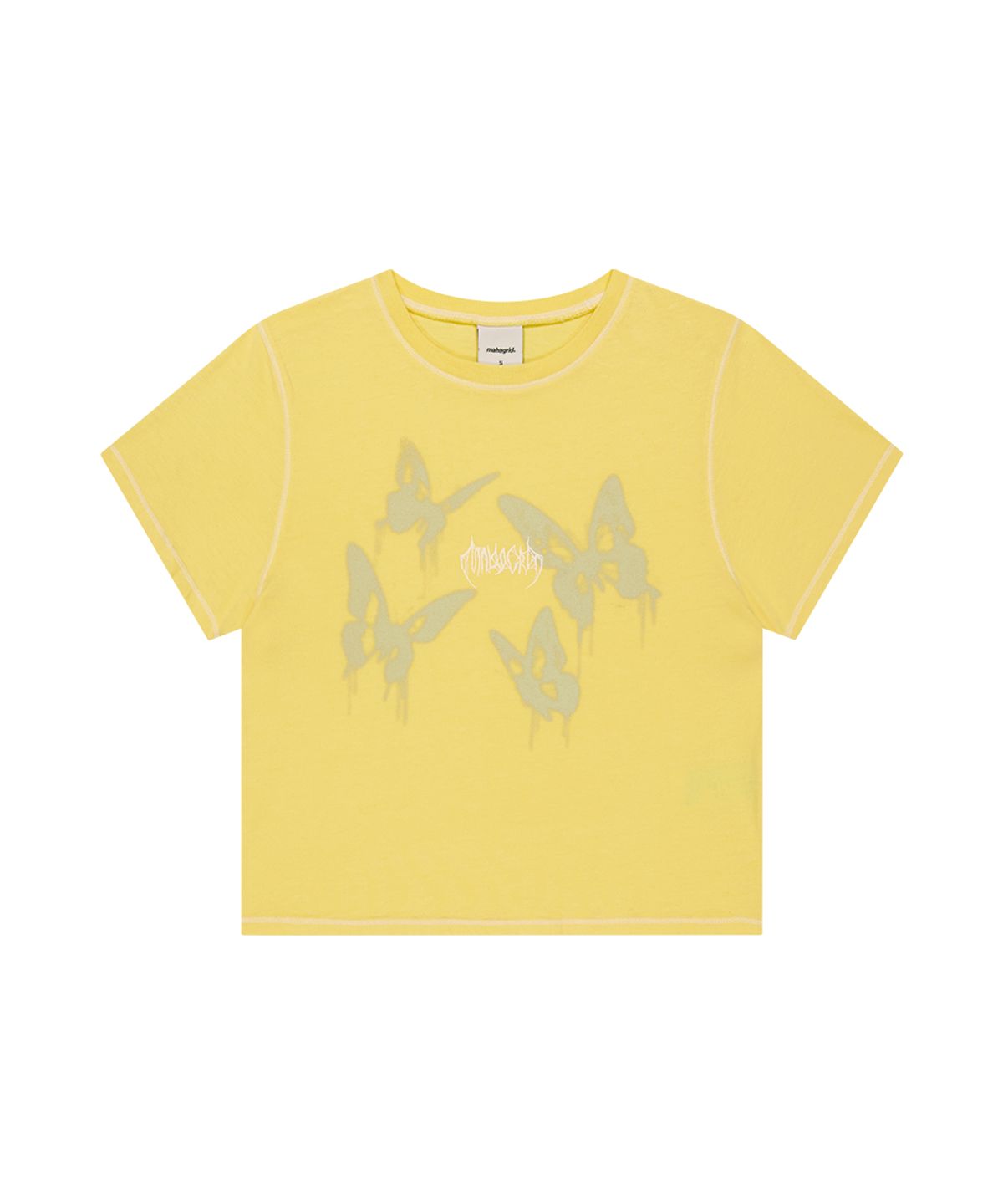 마하그리드(MAHAGRID) PIGMENT BUTTERFLY GOTH CROP TEE YELLOW(MG2GMFT533A)