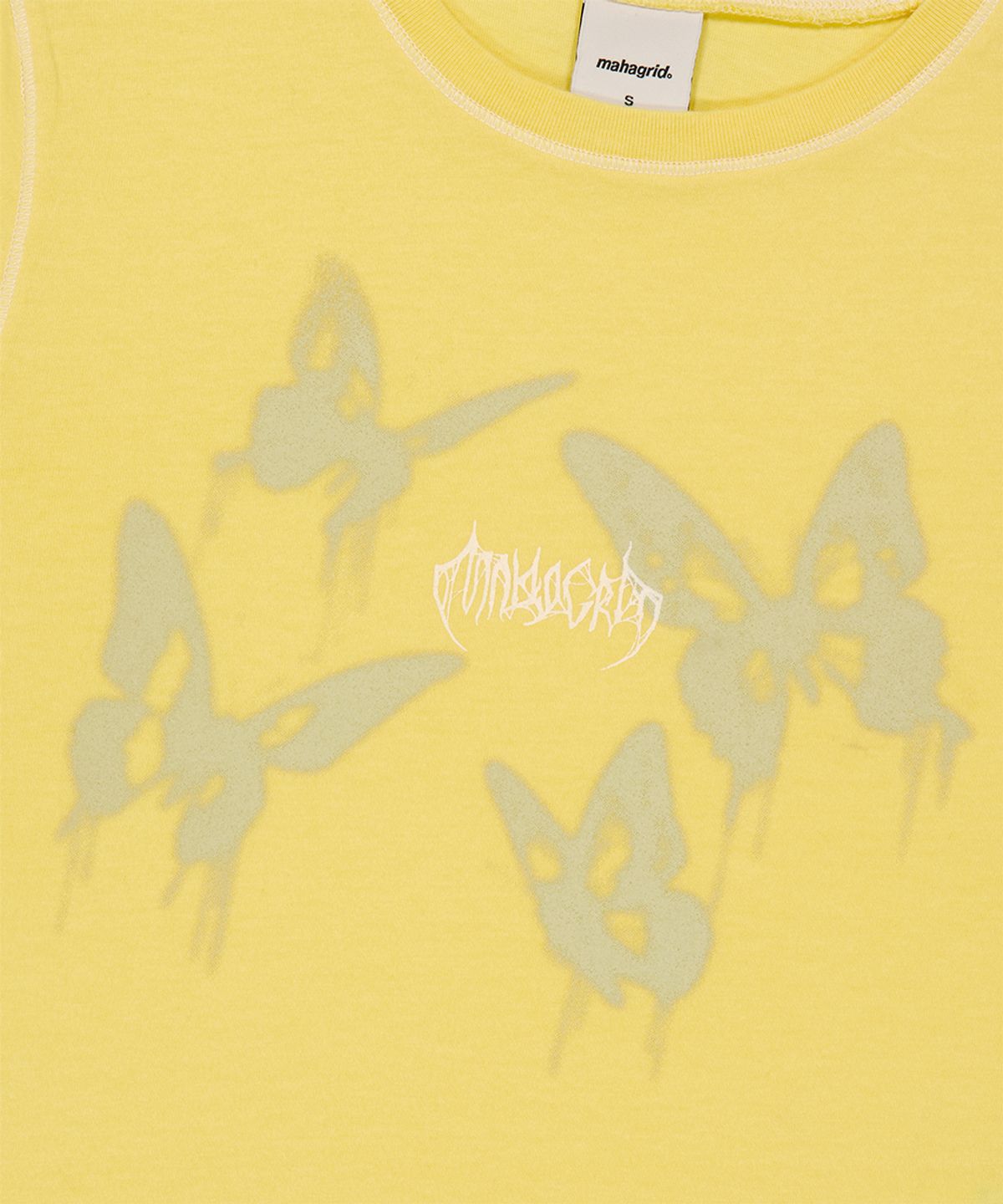 마하그리드(MAHAGRID) PIGMENT BUTTERFLY GOTH CROP TEE YELLOW(MG2GMFT533A)